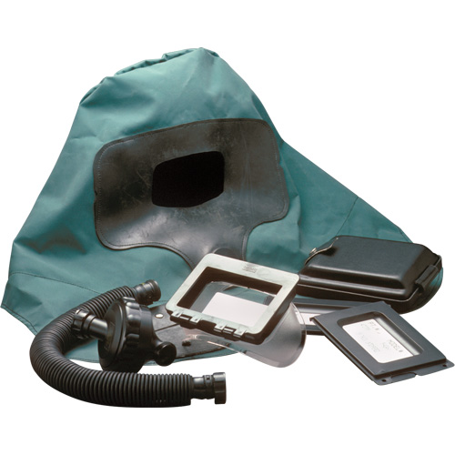 Respirateur &agrave; adduction d'air Abrasi-Blast complet, Moyen, Coiffe souple, Bavette Simple Helyx Safety & Industrial Supplies