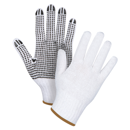 Dotted String Knit Gloves, Poly/Cotton, Single Sided, 7 Gauge, Large Helyx Safety & Industrial Supplies