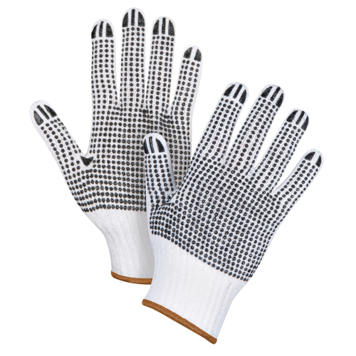 Double-Sided Dotted String Knit Gloves, Poly/Cotton, Double Sided, 7 Gauge, Large Helyx Safety & Industrial Supplies