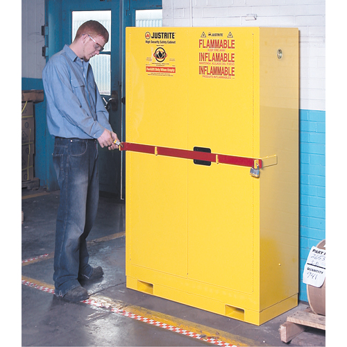 High Security Flammables Safety Cabinet with Steel Bar, 45 gal., 2 Shelves Helyx Safety & Industrial Supplies