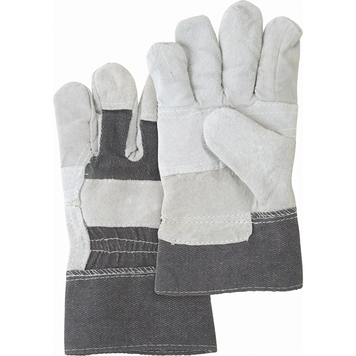 Gants d'ajusteur &agrave; paume renforc&eacute;e d'usage standard, Grand, Paume en Cuir de vache refendu, Doublure en Coton Helyx Safety & Industrial Supplies