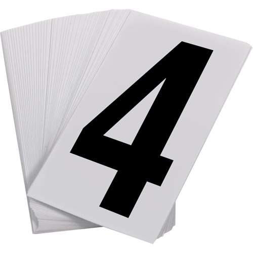 Pressure Sensitive Numbering, 4, 3-1/2" H, Black on White Helyx Safety & Industrial Supplies
