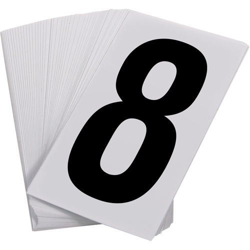 Num&eacute;ros autocollants, 8, 3-1/2" h, Noir sur blanc Helyx Safety & Industrial Supplies