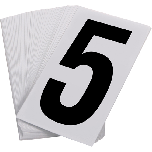 Pressure Sensitive Numbering, 5, 3-1/2" H, Black on White Helyx Safety & Industrial Supplies