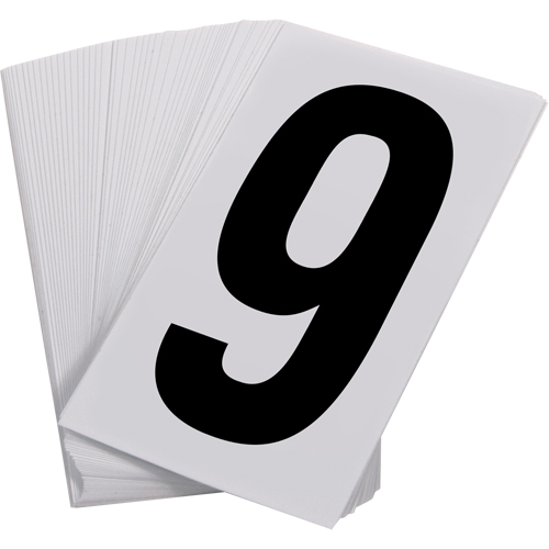 Num&eacute;ros autocollants, 9, 3-1/2" h, Noir sur blanc Helyx Safety & Industrial Supplies