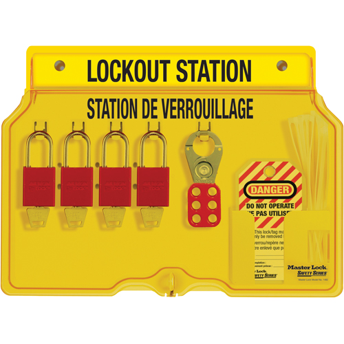 Lockout Station, Aluminum Padlocks, 4 Padlock Capacity, Padlocks Included Helyx Safety & Industrial Supplies