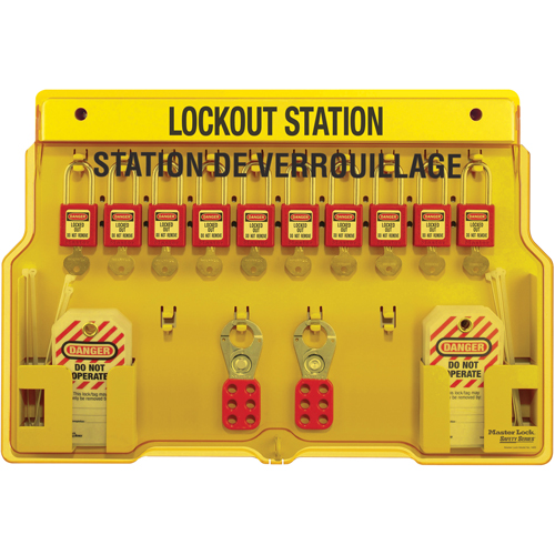 Station de verrouillage, Cadenas Aluminium, Capacit&eacute; de 10, Cadenas Compris Helyx Safety & Industrial Supplies