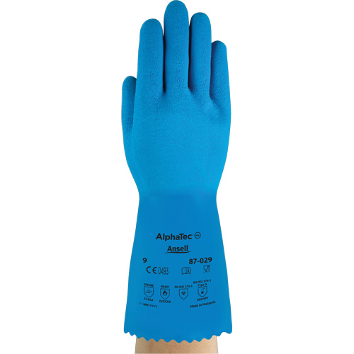 AlphaTec&reg; 87-029 Gloves, Size Small/7, 12" L, Rubber Latex, Nylon Inner Lining, 50-mil Helyx Safety & Industrial Supplies