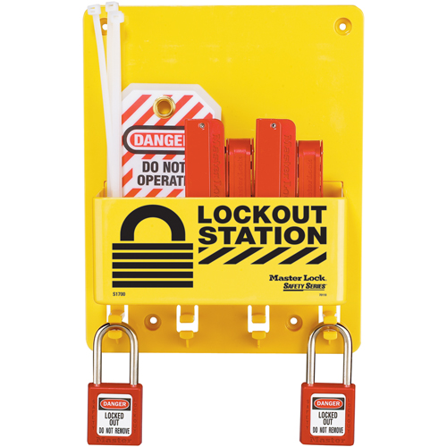 Compact Lockout Station, Thermoplastic Padlocks, 4 Padlock Capacity, Padlocks Included Helyx Safety & Industrial Supplies