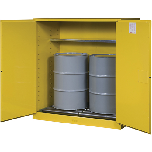 Sure-Grip&reg; EX Vertical Drum Storage Cabinets, 110 US gal. Cap., 2 Drums, Yellow Helyx Safety & Industrial Supplies