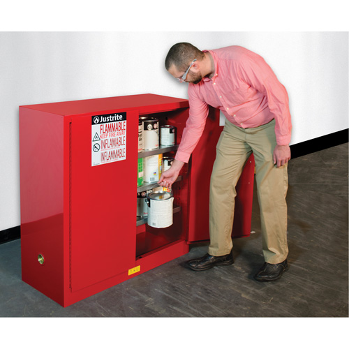 Armoire de s&eacute;curit&eacute; pour la peinture et les encres combustibles EX Sure-Grip, 40 gal., 3 tablettes Helyx Safety & Industrial Supplies