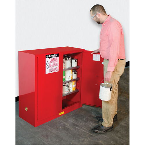 Armoire de s&eacute;curit&eacute; pour la peinture et les encres combustibles EX Sure-Grip, 40 gal., 3 tablettes Helyx Safety & Industrial Supplies