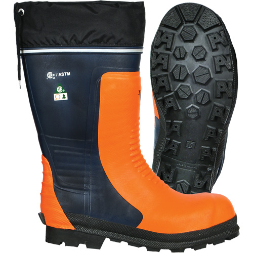 Bottes de s&eacute;curit&eacute; pour scie &agrave; chaîne Bushwhacker, Caoutchouc, Embout Acier, Pointure 6, Semelle R&eacute;sistant aux perforations Helyx Safety & Industrial Supplies