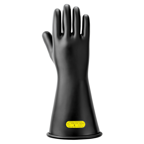 Black Natural Rubber Insulating Gloves, ASTM Class 2, Size 10, 14" L Helyx Safety & Industrial Supplies