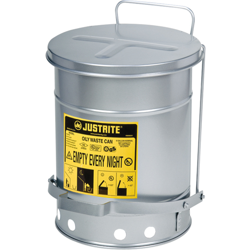 Contenants pour d&eacute;chets huileux, Homologu&eacute; FM/List&eacute; UL, 6 gal. US, Argent Helyx Safety & Industrial Supplies