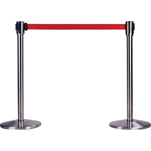 Free-Standing Crowd Control Barrier Receiver Post, 35" High, Stainless Helyx Safety & Industrial Supplies