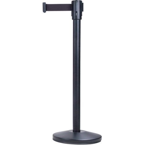 Free-Standing Crowd Control Barrier, Steel, 35" H, Black Tape, 7' Tape Length Helyx Safety & Industrial Supplies