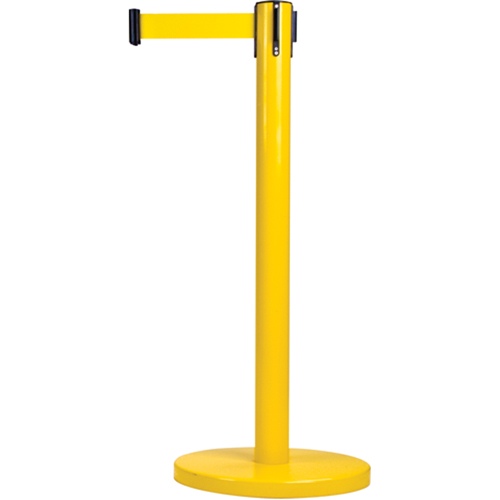 Free-Standing Crowd Control Barrier, Steel, 35" H, Yellow Tape, 7' Tape Length Helyx Safety & Industrial Supplies