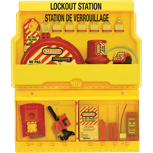 Deluxe Lockout Stations, Aluminum Padlocks, 32 Padlock Capacity, Padlocks Included Helyx Safety & Industrial Supplies