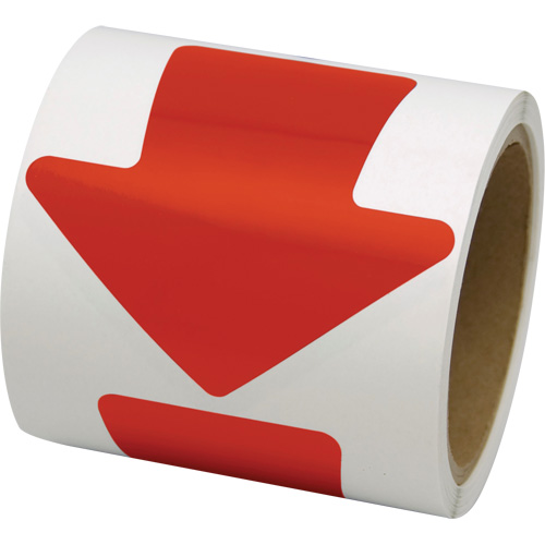 Coloured Floor Marking Decals, Arrow, 4" L x 4" W, Red, Vinyl Helyx Safety & Industrial Supplies