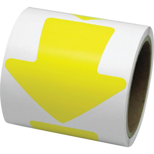 Coloured Floor Marking Decals, Arrow, 4" L x 4" W, Yellow, Vinyl Helyx Safety & Industrial Supplies