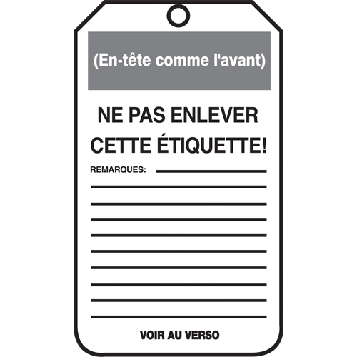 Lockout Tags, Cardstock, 3-1/8" W x 5-7/8" H, French Helyx Safety & Industrial Supplies