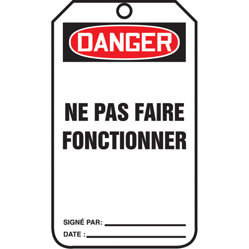 Lockout Tags, Cardstock, 3-1/8" W x 5-7/8" H, French Helyx Safety & Industrial Supplies