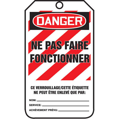 Lockout Tags, Plastic, 3-3/8" W x 5-7/8" H, French Helyx Safety & Industrial Supplies