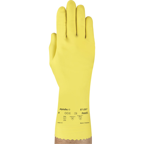 VersaTouch&reg; 297 Gloves, Size Medium/8, 12" L, Rubber Latex, Flock-Lined Inner Lining, 20-mil Helyx Safety & Industrial Supplies