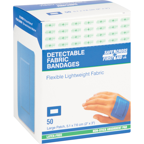 Bandages, Rectangulaire/carr&eacute;e, 3", Tissu d&eacute;tectable, St&eacute;rile Helyx Safety & Industrial Supplies