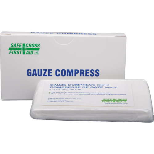 Compresses de gaze, Tampon, 36" lo x 36" la, St&eacute;rile, Dispositif m&eacute;dical Classe 1 Helyx Safety & Industrial Supplies