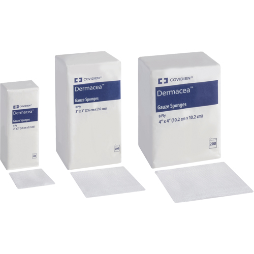 &eacute;ponges de gaze, Tampon, 4" lo x 4" la, Dispositif m&eacute;dical Classe 1 Helyx Safety & Industrial Supplies