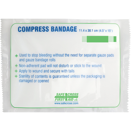 Large Compress Bandage, 15" L x 4-1/2" W Helyx Safety & Industrial Supplies