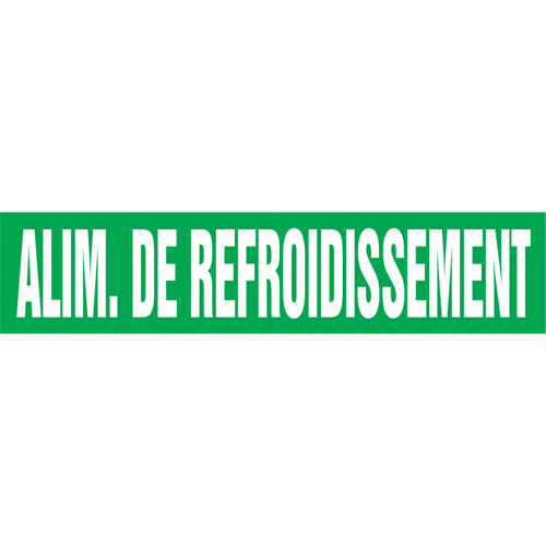 Marqueur de tuyau "Alim. de Refroidissement", Autocollant, 4" h x 24" la, Blanc/vert Helyx Safety & Industrial Supplies