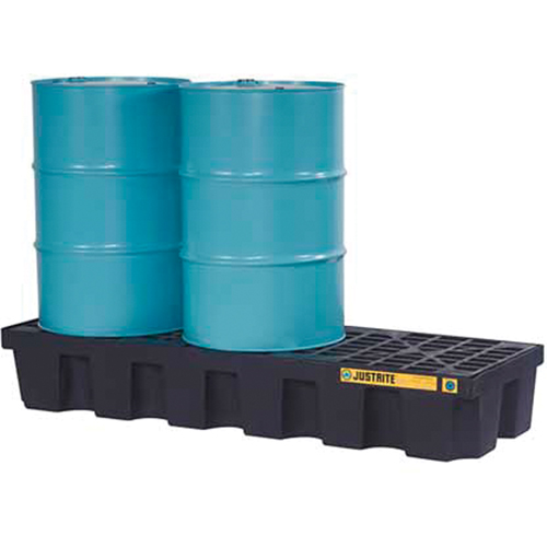 Palettes pour contr&ocirc;le des d&eacute;versements EcoPolyBlend avec drain, Capacit&eacute; de d&eacute;versement 75 gal. US, 73" x 25" x 11,6" Helyx Safety & Industrial Supplies