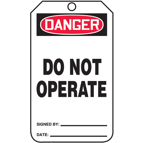 Safety Tags, Cardstock, 3-1/4" W x 5-3/4" H, English Helyx Safety & Industrial Supplies