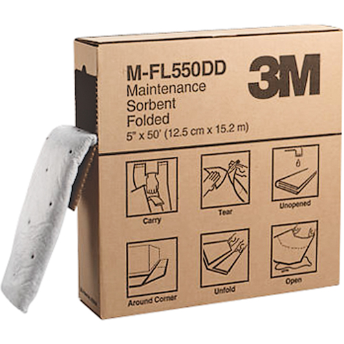 Folded Sorbents, 50' L x 5" W, 10.5 gal. Absorbancy Helyx Safety & Industrial Supplies