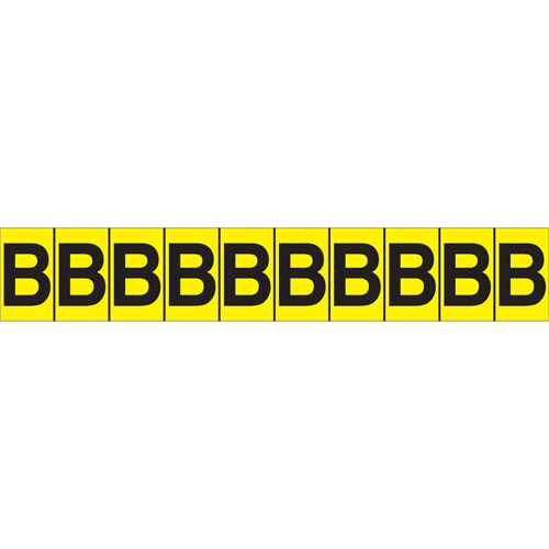 Rep&egrave;res adh&eacute;sifs &agrave; lettres individuelles, B, 1" h, Noir sur jaune Helyx Safety & Industrial Supplies