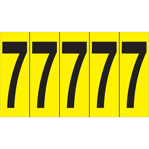 Rep&egrave;res adh&eacute;sifs &agrave; chiffres individuels, 7, 3-7/8" h, Noir sur jaune Helyx Safety & Industrial Supplies