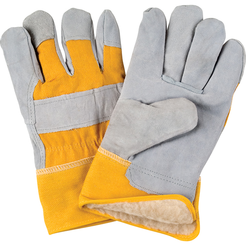 Gants d'ajusteur doubl&eacute;s pour l'hiver, 2T-Grand, Paume en Cuir de vache refendu, Doublure en Boa Helyx Safety & Industrial Supplies