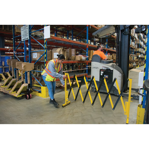 Expandable Barrier, 37" H x 11' L, Black/Yellow Helyx Safety & Industrial Supplies