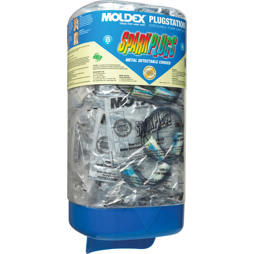 PlugStation&reg; with Metal Detectable Corded SparkPlugs&reg; Earplugs Helyx Safety & Industrial Supplies