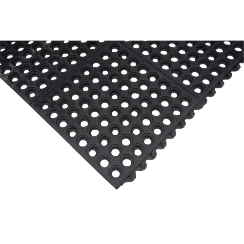 Anti-Fatigue Link Matting, Honeycomb, 3' x 3' x 1/2", Black, Natural Rubber Helyx Safety & Industrial Supplies