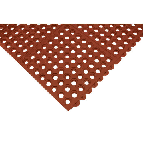 Anti-Fatigue Link Matting, Honeycomb, 3' x 3' x 1/2", Brown, Nitrile/Rubber Helyx Safety & Industrial Supplies