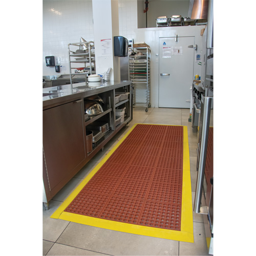 Anti-Fatigue Link Matting, Honeycomb, 3' x 3' x 1/2", Brown, Nitrile/Rubber Helyx Safety & Industrial Supplies