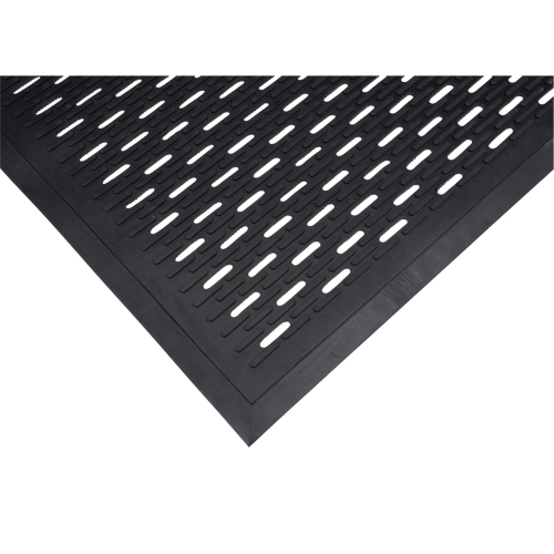 Low-Profile Matting, Rubber, Scraper Type, Slotted Pattern, 3' x 5', Black Helyx Safety & Industrial Supplies