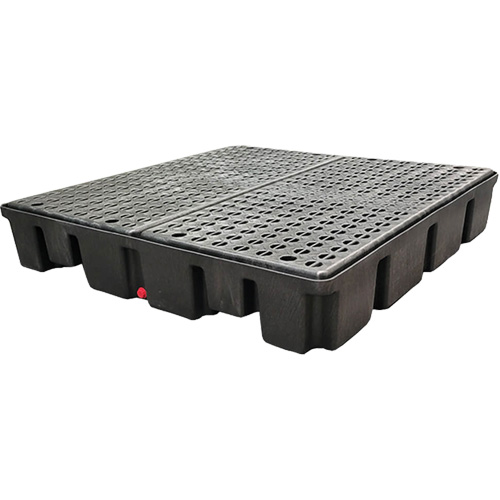 Palette emboîtable avec drain pour contr&ocirc;le des d&eacute;versements, Capacit&eacute; de d&eacute;versement 66 gal. US, 49" x 49" x 10,5" Helyx Safety & Industrial Supplies