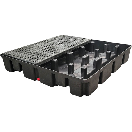 Palette emboîtable avec drain pour contr&ocirc;le des d&eacute;versements, Capacit&eacute; de d&eacute;versement 66 gal. US, 49" x 49" x 10,5" Helyx Safety & Industrial Supplies