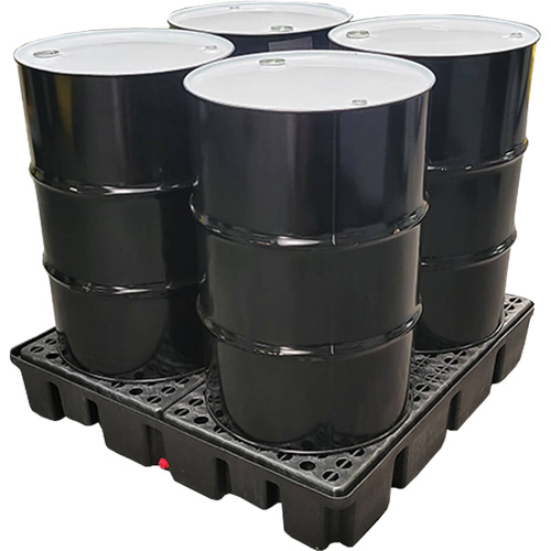 Palette emboîtable avec drain pour contr&ocirc;le des d&eacute;versements, Capacit&eacute; de d&eacute;versement 66 gal. US, 49" x 49" x 10,5" Helyx Safety & Industrial Supplies