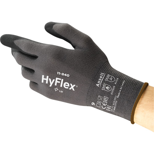 Hyflex&reg; 11-840 Gloves, 8/Medium, Foam Nitrile Coating, 15 Gauge, Nylon Shell Helyx Safety & Industrial Supplies